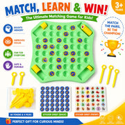 Child playing the educational flip and match memory puzzle game