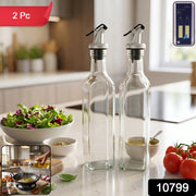 2-piece glass oil dispenser set with leak-proof stainless steel pourers