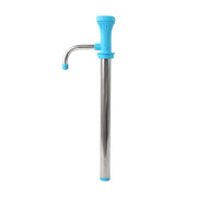 Compact stainless steel manual oil pump dispenser showing sleek design