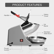 Modern kitchen setup with electric ice crusher on counter