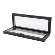 Floating frame jewelry display box highlighting a single item in 3D suspended presentation