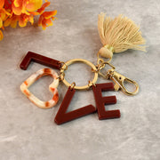 Cute trendy keychain design with mixed material elements