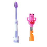 Ergonomic handle detail on kids cartoon spring frog toothbrush