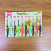 Detailed view of stainless steel lemon knife blade with serrated edge for smooth cutting