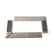 Precision measurement using metal try square ruler to check right angles accurately