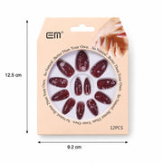 Long coffin press-on nail with charming 3D butterfly embellishment in detail