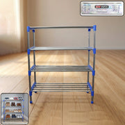 4-layer stainless steel shoe rack organizer providing ample shoe storage