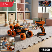 Spark Tots RC Off-Road Car conquering a rocky path, highlighting its all-terrain capabilities.