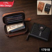 Black Zip-Around Card Holder Wallet – Secure Multi-Card Organizer
