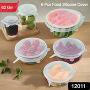 Close-up view of the reusable silicone food covers, highlighting their stretchability and durability.