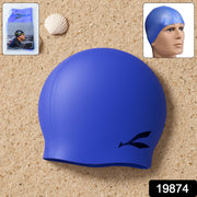 Detailed view of the silicone swimming cap highlighting its flexible and stretchable material
