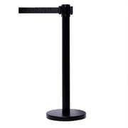 Black base barrier stand crowd control pole with retractable belt system