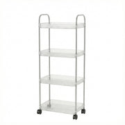 Compact multipurpose storage trolley with four layers and wheels